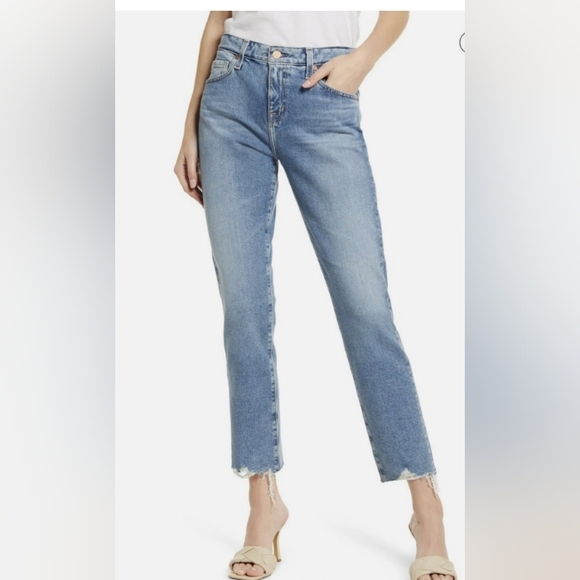 AG EX BOYFRIEND SLOUCHY SLIM JEANS 26 NEW $250 RAW HEM STRETCH